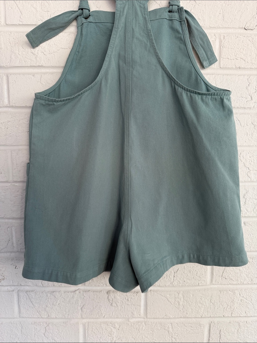 Anrabess Cyan Tie Knot Straps with Front Pockets Romper in Sage Green Size Smal - Picture 7 of 14